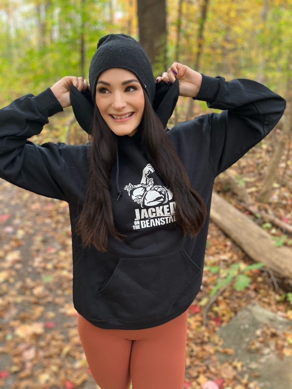 Jacked on the Beanstalk vegan gym hoodie