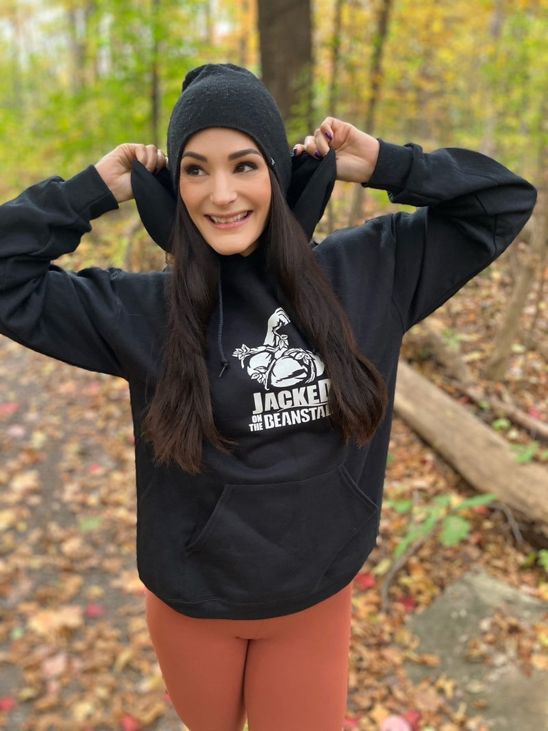 Jacked on the Beanstalk vegan hooded sweatshirt