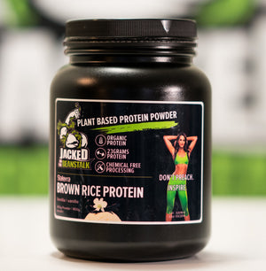 Jacked on the Beanstalk low carb brown rice concentrate vegan protein powder vanilla